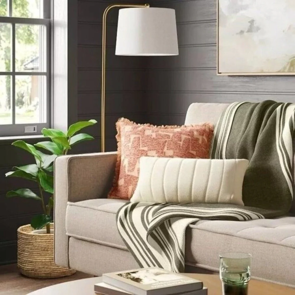 Framed Jacquard Knit Throw‎ Blanket Sage Green - Threshold Studio McGee